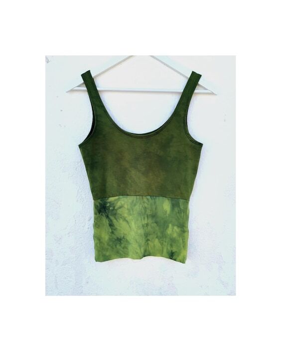 Green hand dyed Ritual tank top camisole ves...
