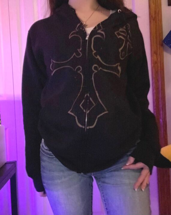Y2K Gothic Streetwear Handmade Custom Zip up ...