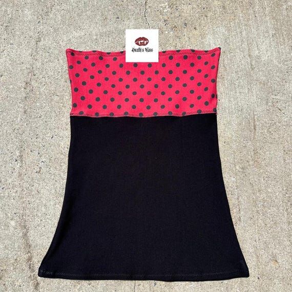 2000s style red polka dot tube top-handmade o...