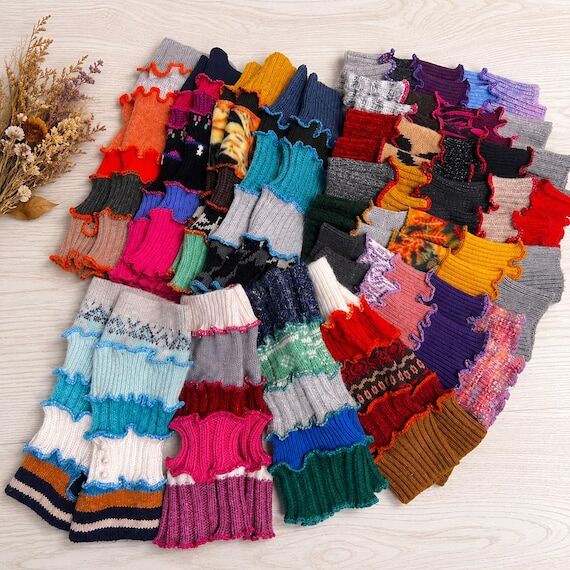 Arm Warmers Recycled Sweater Women Long Multi...