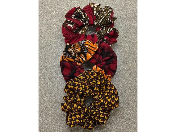 XL African Ankara Scrunchie Bold Print Hair T...