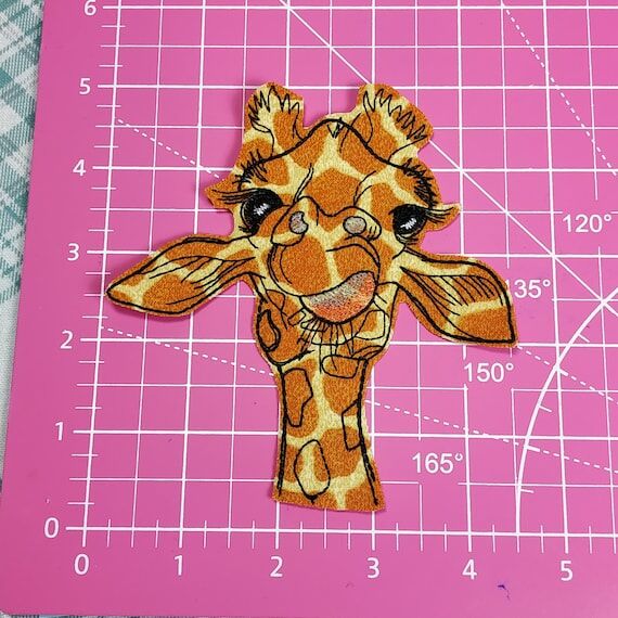 Giraffe Patch Iron-On Giraffe Funny Animal Em...