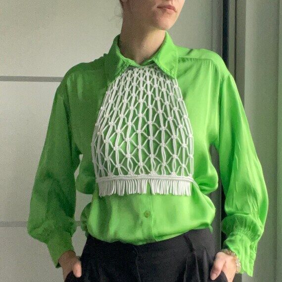 Macrame handmade top, White top for parties, ...