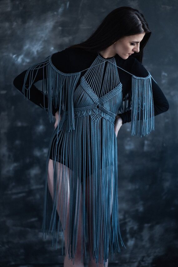 Couture Macrame Maxi Dress | Wearable Fiber A...