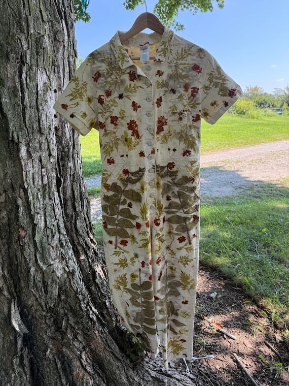 Eco-Printed Women’s Mechanic Suit- Topo Des...