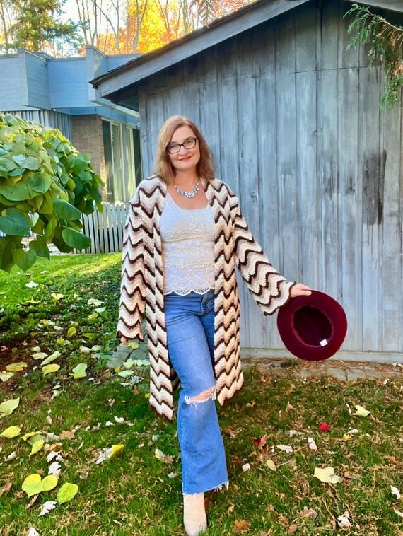 Upcycled Crochet Afghan Cardigan: Bohemian Pa...
