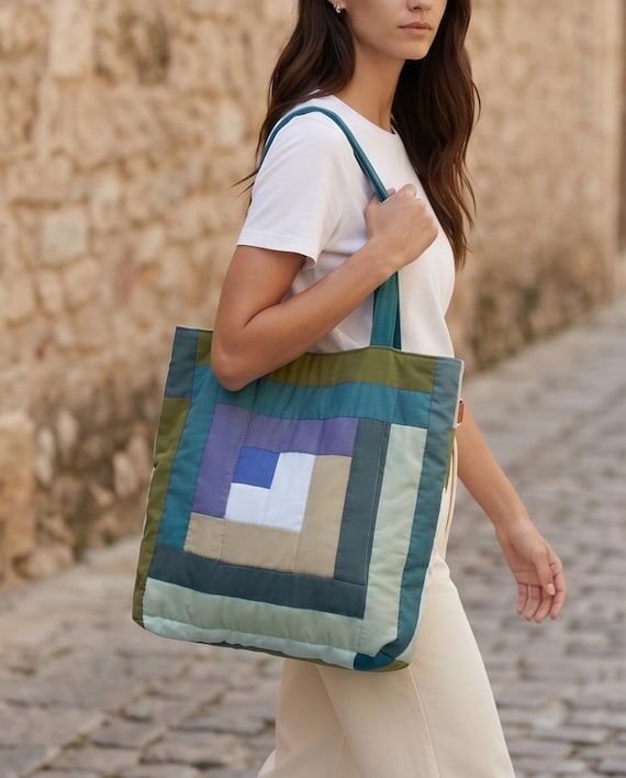 Eco-Friendly Patchwork Cotton Shoulder Bag La...