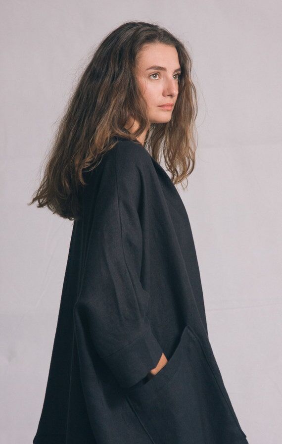 Oversized Linen Cardigan: Women's Loose Fit S...