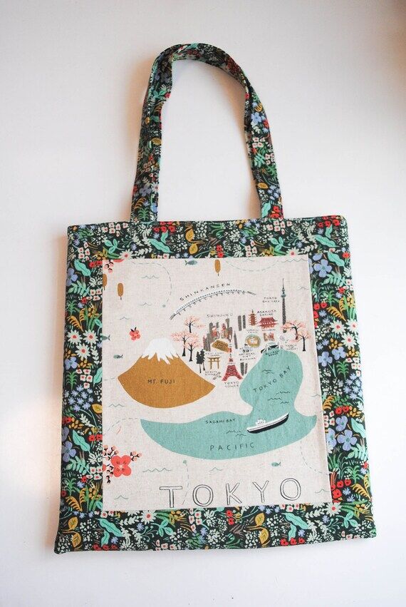 Handmade Canvas Tote Bag with Rifle Paper Co ...