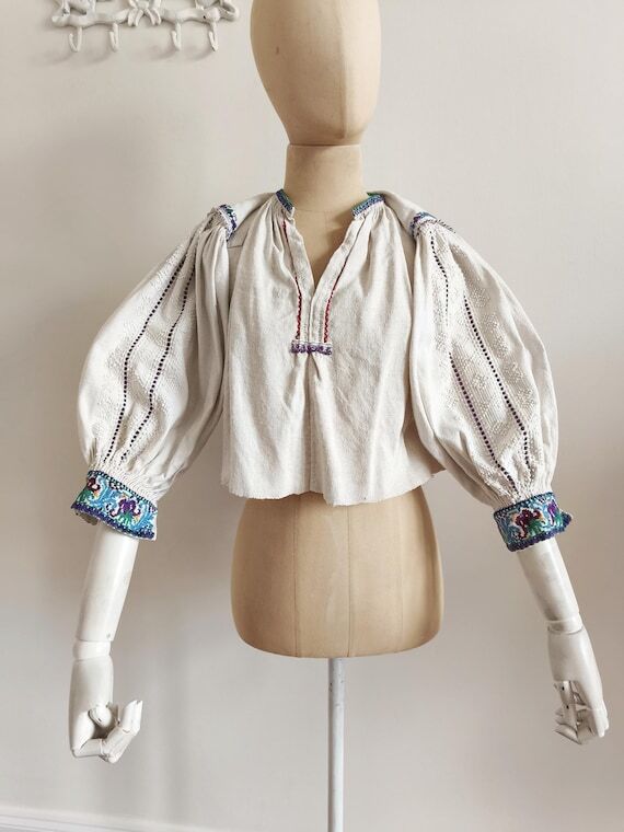 Antique Romanian blouse 3d geometric pattern ...