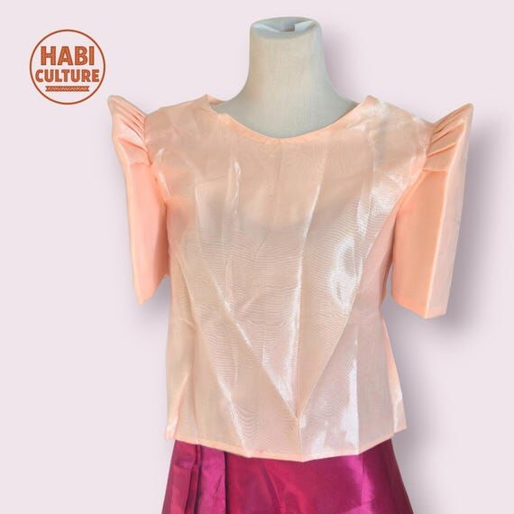 Filipiniana Organza Top | Butterfly Sleeve Bl...