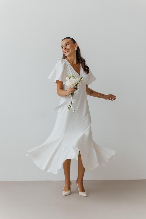 Civil Wedding dress. Engagement dress. White ...