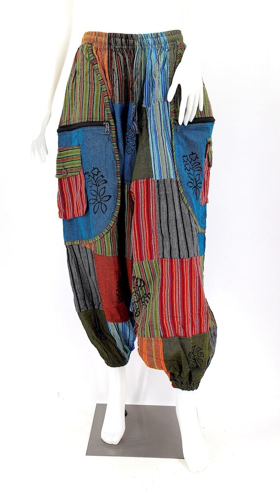 Handmade Cotton Patchwork Harem Pants Bohemia...