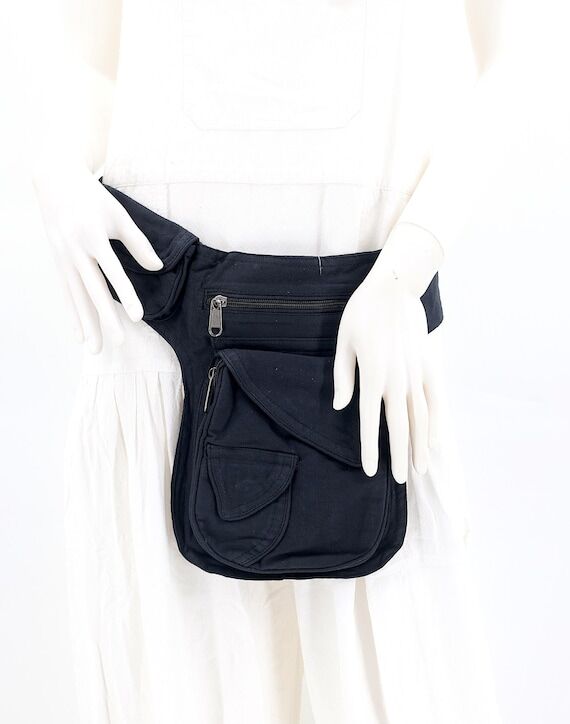 Handmade Cotton Multi-Pocket Fanny Pack Festi...