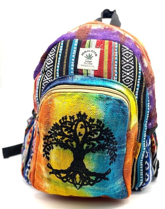 Tie Dye Hemp Mini Backpack Handmade Hippie Fe...