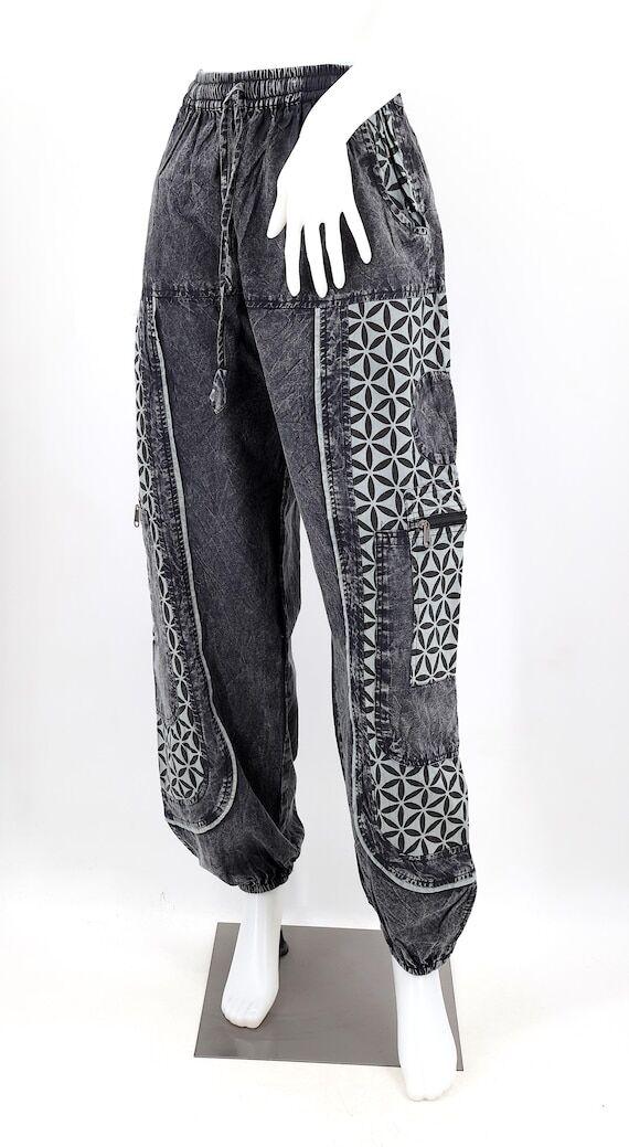 Handmade Cotton Harem Pants Flower of Life Pr...