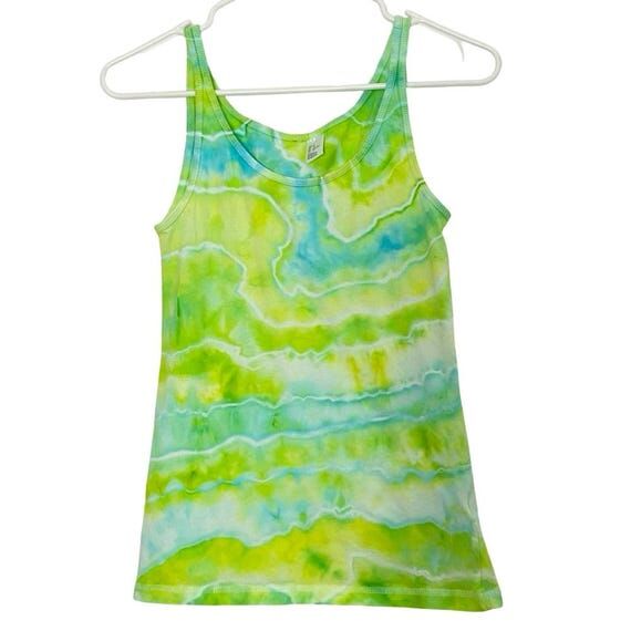 Handmade Geode Tie Dye Tank Top: Neon Green, ...