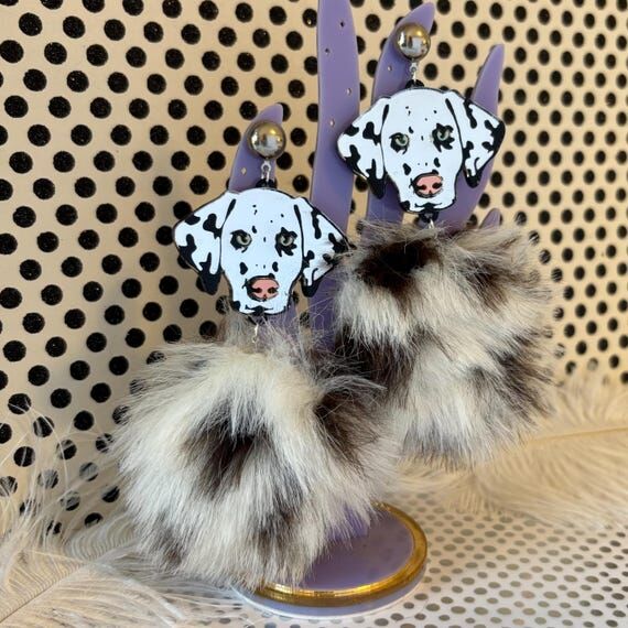 Dalmatian Puppy Dog, Fur Furry Puff Pom pom E...
