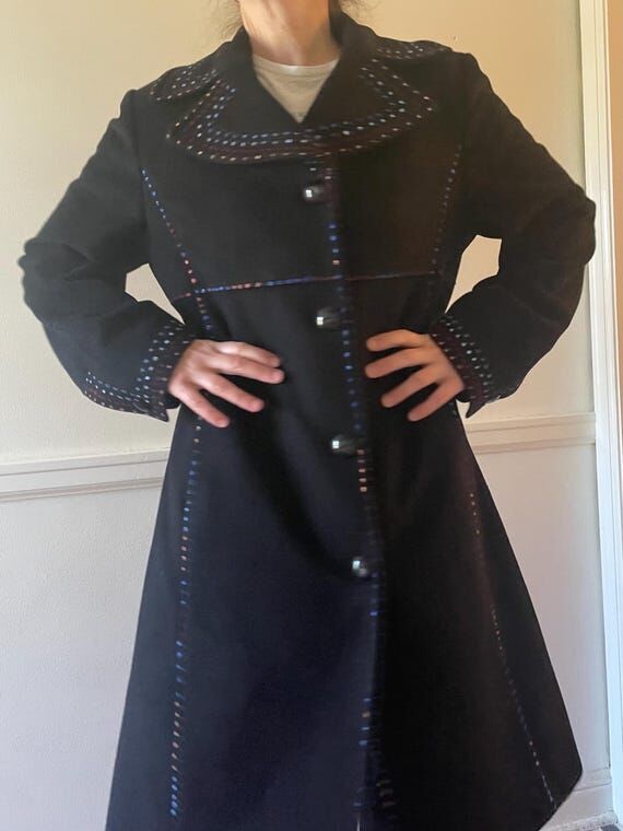 Jones New York black wool painted dress coat...