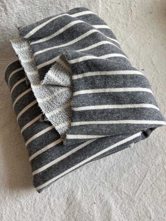 Cotton Blend Striped French Terry Fabric Chun...
