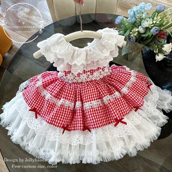 Plaid Baby Dress, Checkered Toddler Dress, Su...