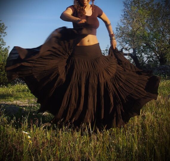 Cotton Flamenco Gypsy Skirt – Long Tiered P...
