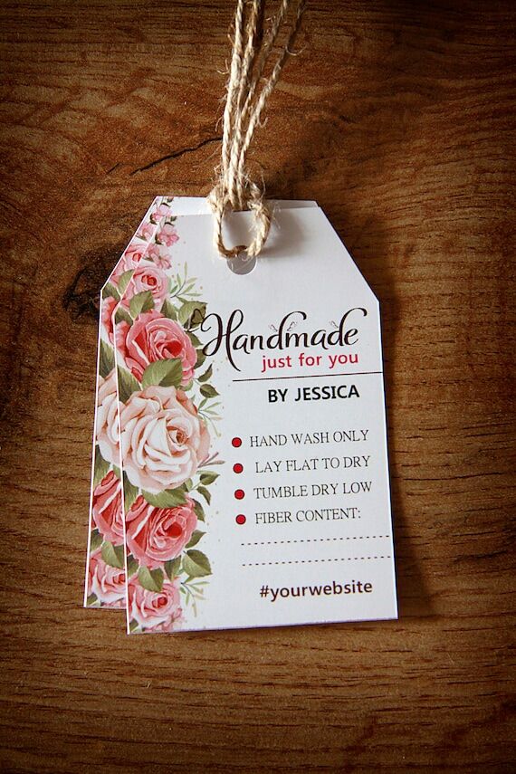 Set of 50 Custom Printed Care Instruction Tag...