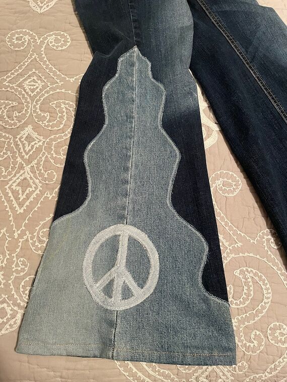 MTO Bell Bottoms Jeans Custom Made /Peace Sig...