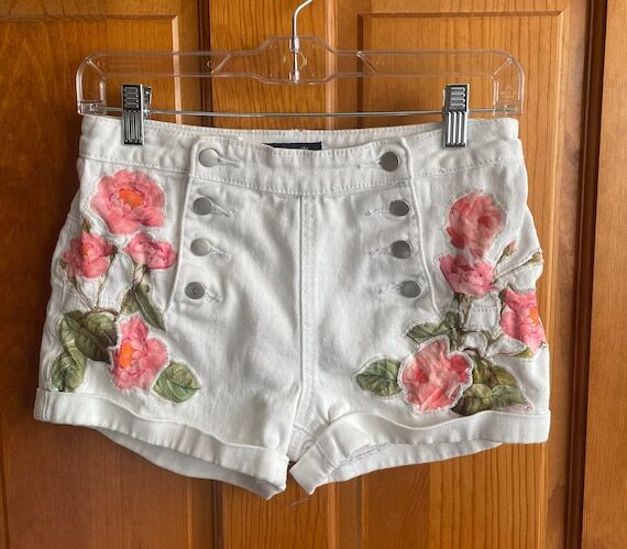 Upcycled Delia’s Shorts with Pink Floral De...