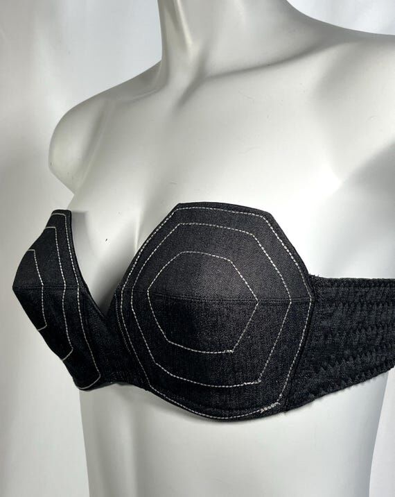 Strapless Black Denim Cone Bra – Vintage-In...
