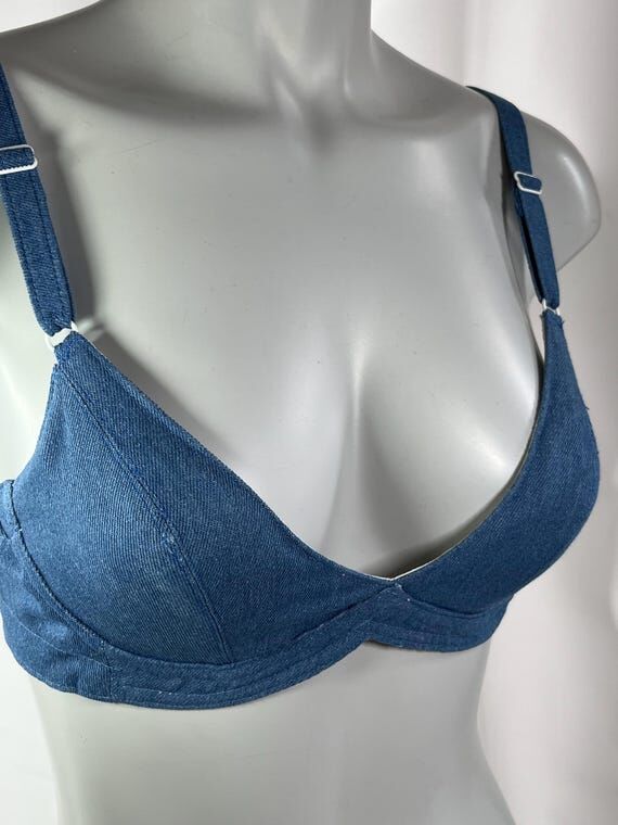 Denim Bullet Bra • Cone Bra Bikini Top • ...