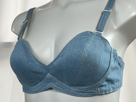 Handmade Denim Bullet Bra - Retro Pin Up Ling...