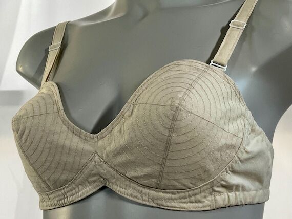 1950s Padded Cotton Cone Bullet Bra, Handmade...