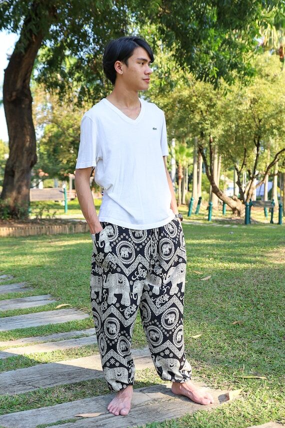 Black Elephant Harem Pants Comfy Mens Clothin...