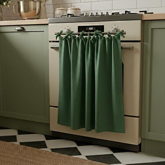 Organic Cotton Muslin Oven Curtain, Boho Fren...