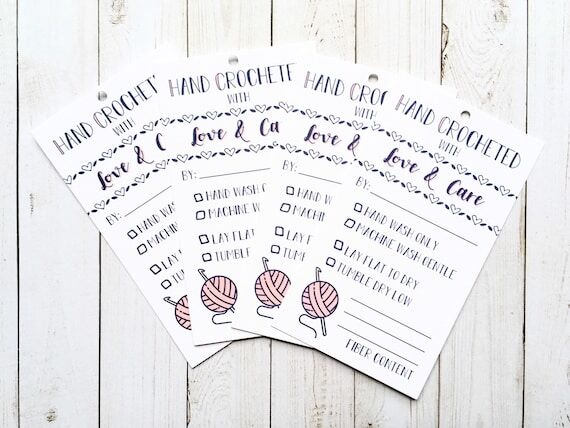 Hand Crochet Care Tags: Garment Instructions ...