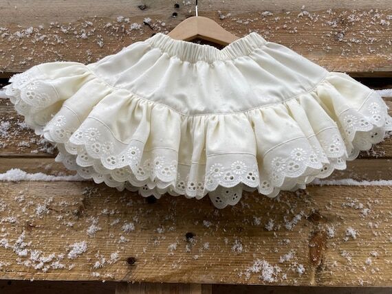 Ivory Cotton Petticoat: Girls' Lace Underskir...