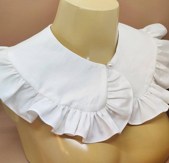 White Handmade Frill Peter Pan Collar: Detach...