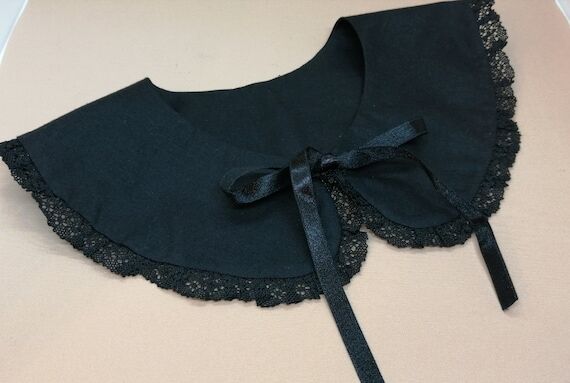 Handmade Black Lace Peter Pan Collar, Retro D...