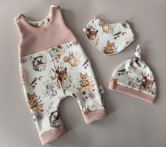 Handmade Baby Romper Set | Woodland Animals D...