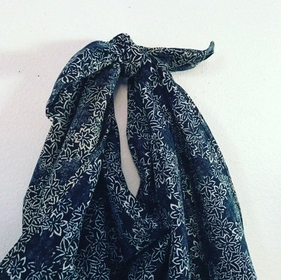large eco friendly indigo Japanese motif cott...