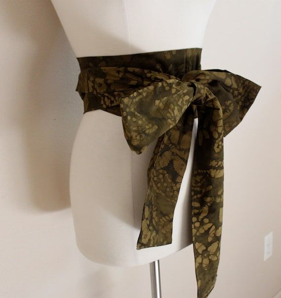 olive batik cotton obi ready to ship...
