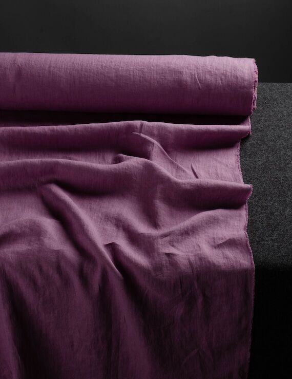 Light purple colour medium weight linen fabri...