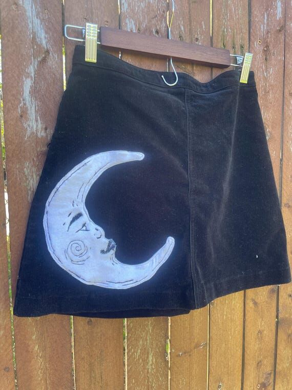 Crescent Moon Velvet Mini Skirt...