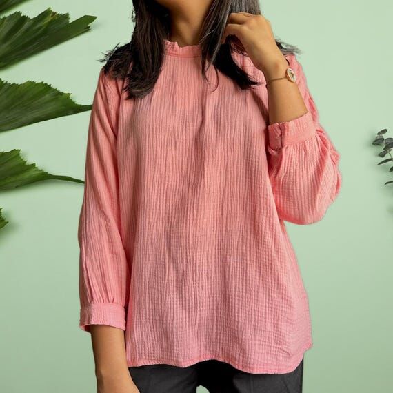 Cotton Linen Full Sleeve Shirt Gauze Cotton T...