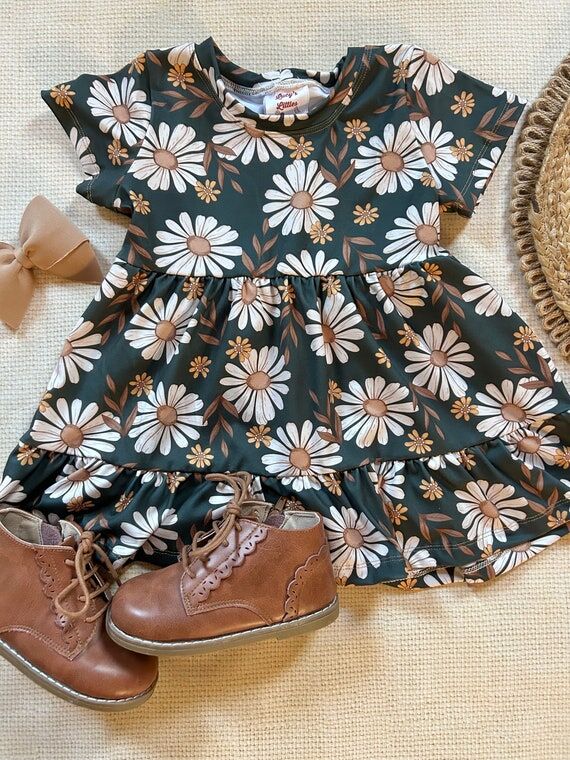 Daisy boho fall floral double ruffle peplum t...
