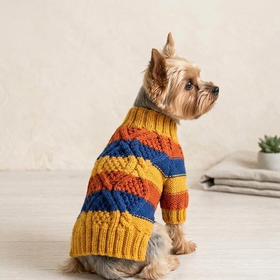 Small Dog Sweater, Knit Dog Jacket with Butto...