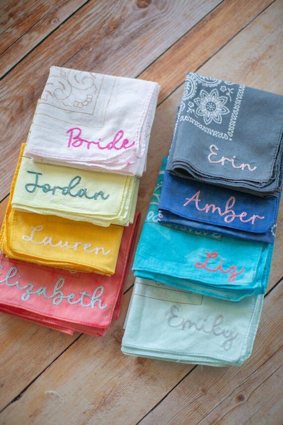 Personalized Embroidered Cotton Bandana, Wedd...
