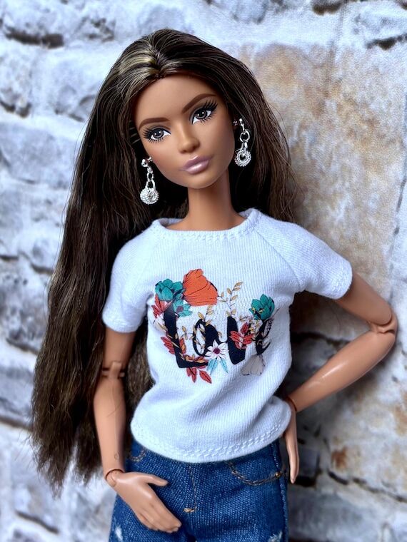 Doll T-Shirt, Graphic Doll Tee, 11.5 inch Dol...