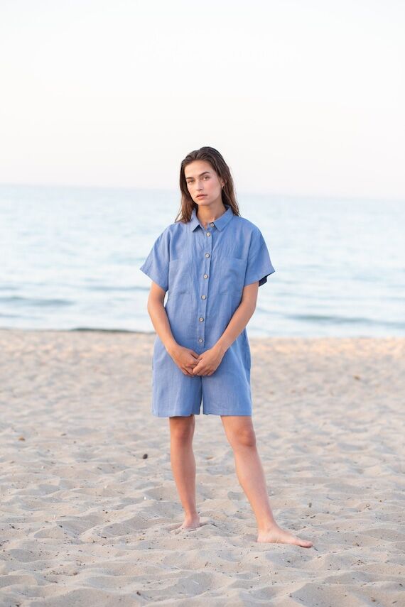 Relaxed Fit Short Leg Summer Jumpsuit handmad...